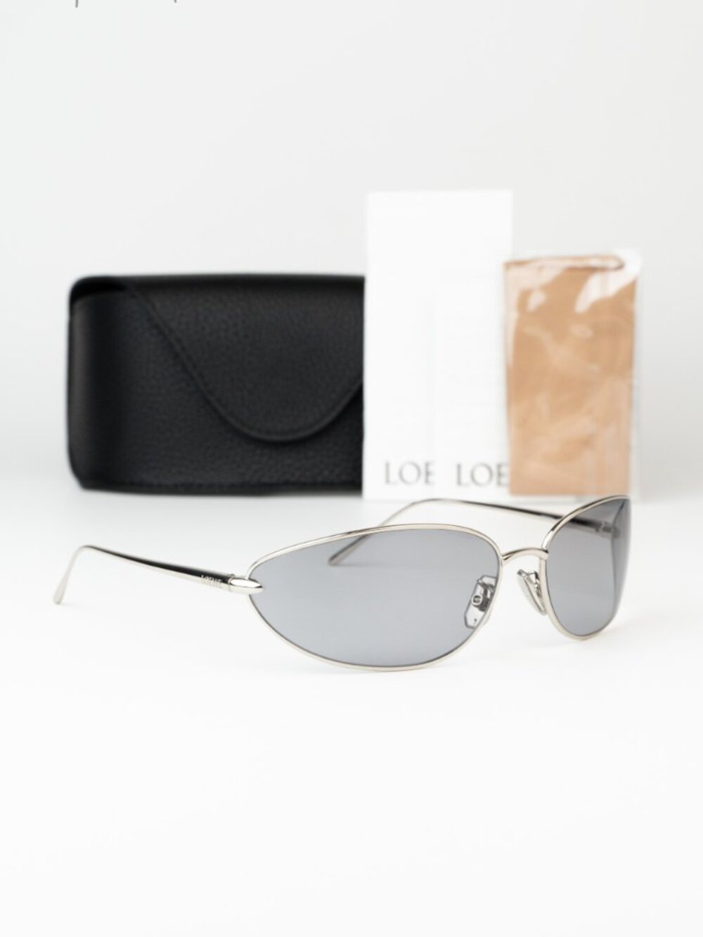 Loewe Women Sunglasses Silver Grey Wraparound LW40164U 16A NEW AUTHENTIC